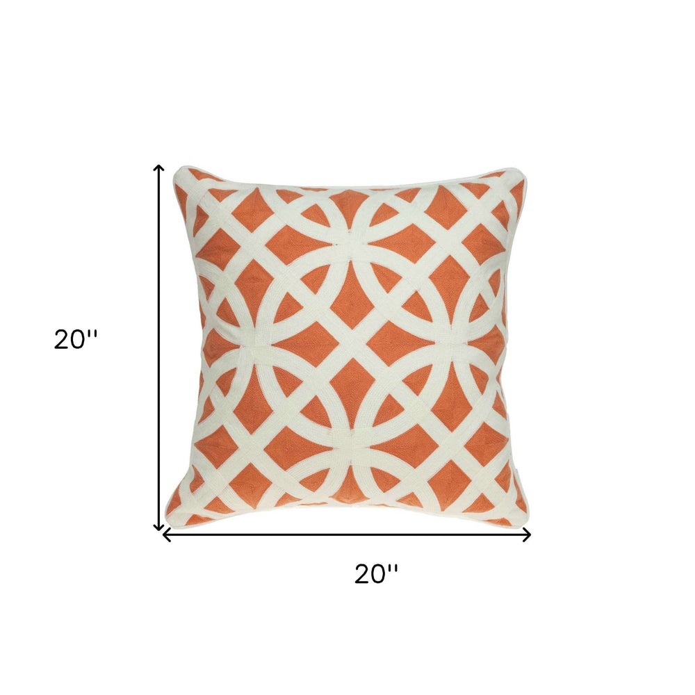 20" X 7" X 20" Transitional Orange Pillow Cover With Poly Insert - Homeroots - Flyclothing LLC