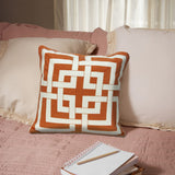 20" X 7" X 20" Transitional Orange And Off White Pillow Cover With Poly Insert - Homeroots - Flyclothing LLC