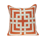 20" X 7" X 20" Transitional Orange And Off White Pillow Cover With Poly Insert - Homeroots