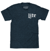 Miller Lite Beer Logo Front and Back Print T-Shirt - Denim Black Heather