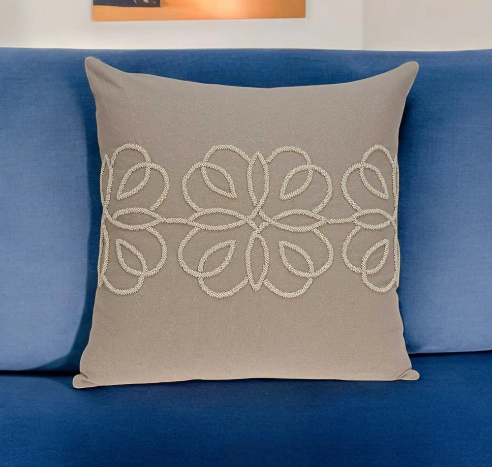 20" X 7" X 20" Stunning Transitional Tan Cotton Pillow Cover With Poly Insert - Homeroots