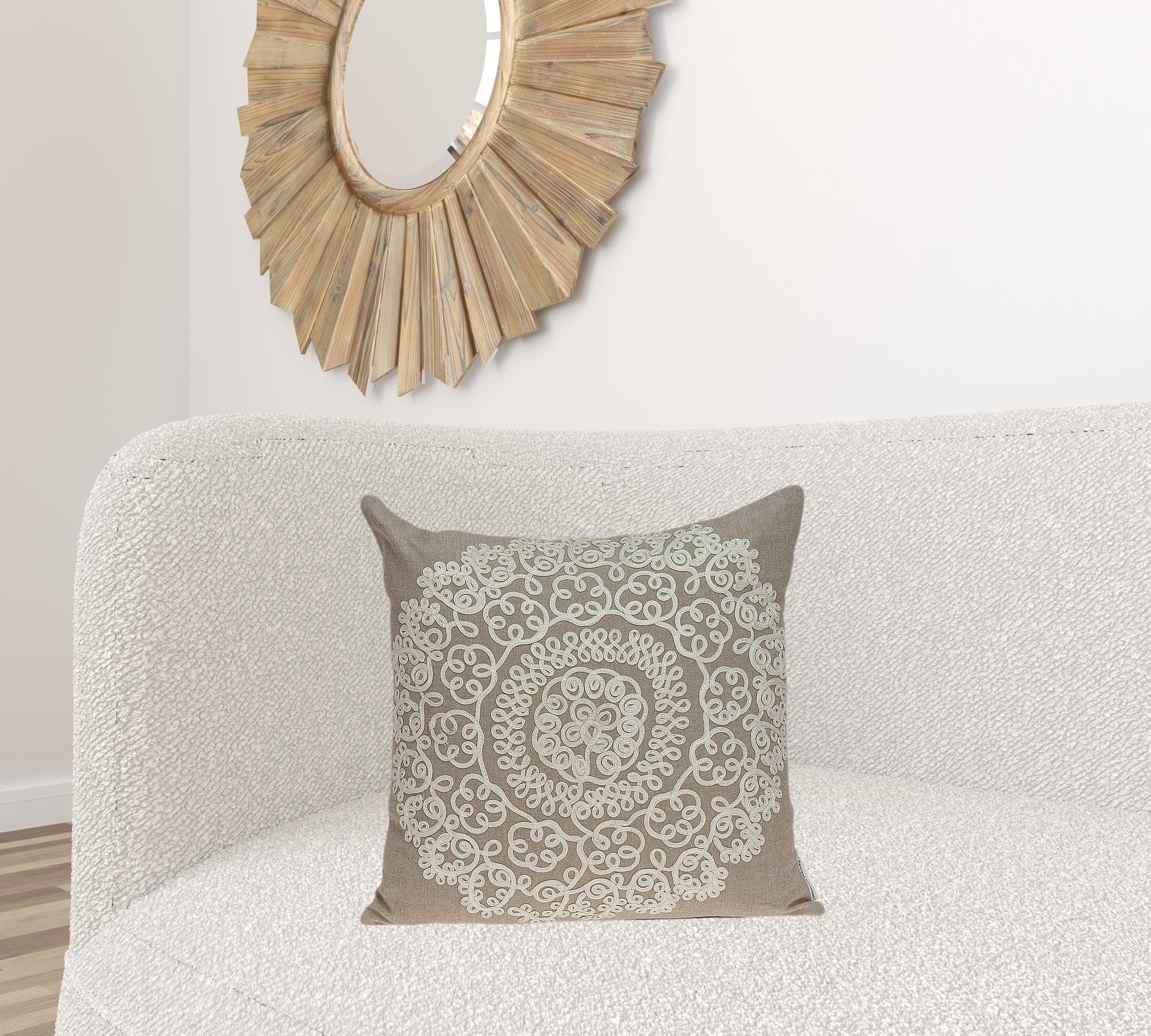 20" X 7" X 20" Traditional Tan Pillow Cover With Poly Insert - Homeroots - Flyclothing LLC