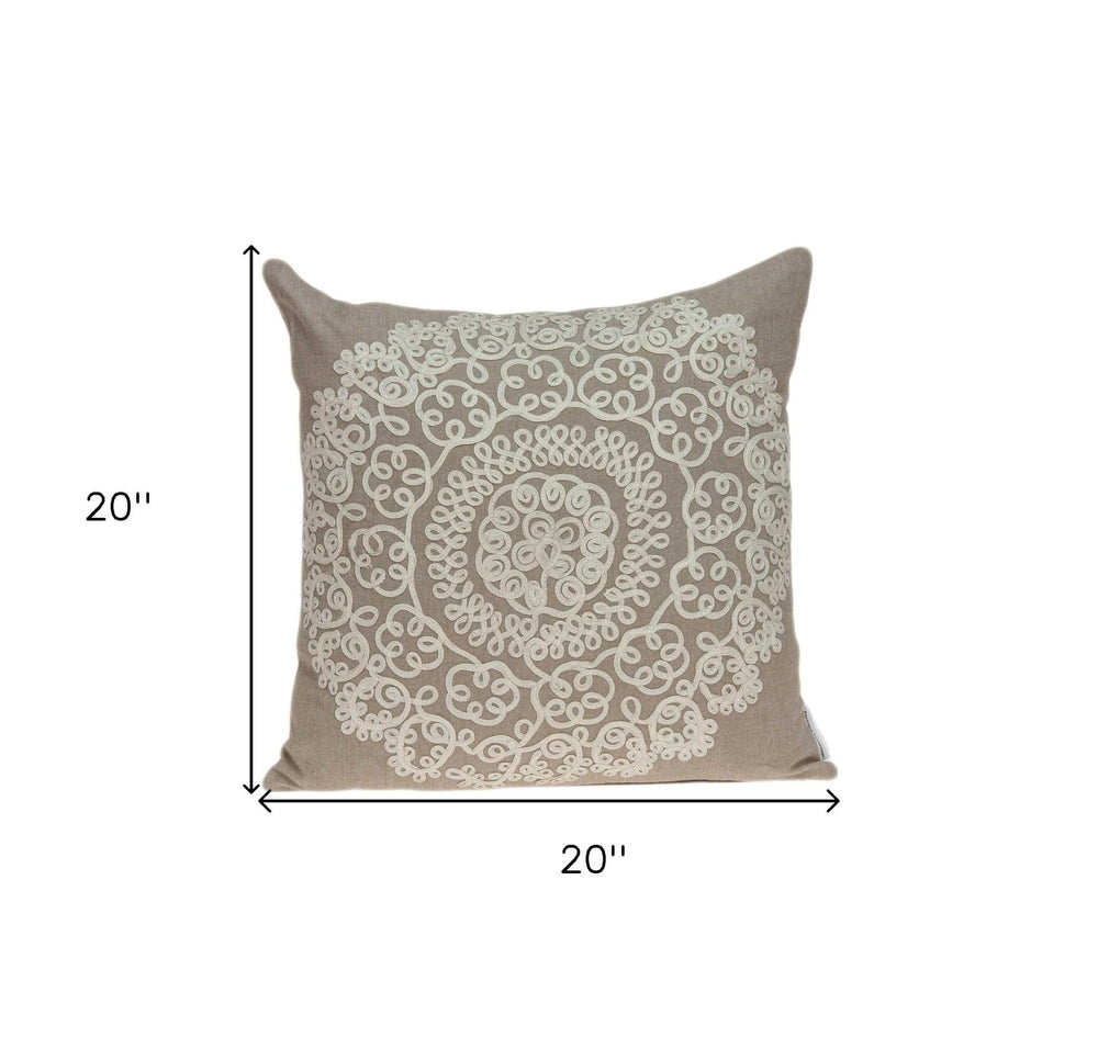 20" X 7" X 20" Traditional Tan Pillow Cover With Poly Insert - Homeroots - Flyclothing LLC