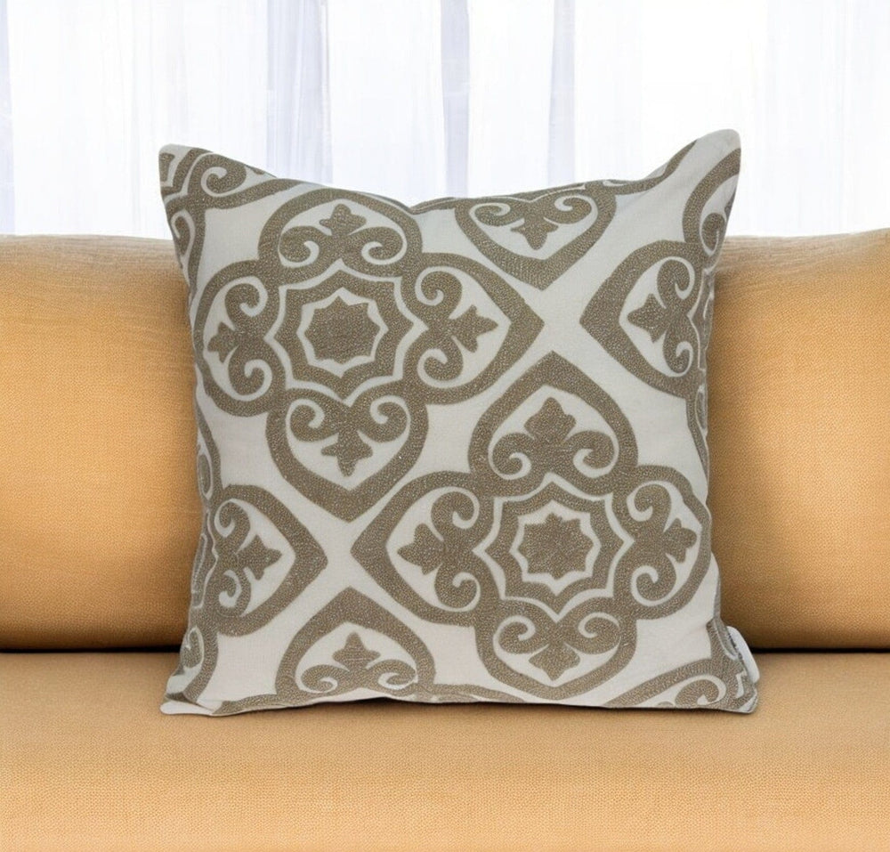 20" X 7" X 20" Bling Ivory Pillow Cover With Poly Insert - Homeroots