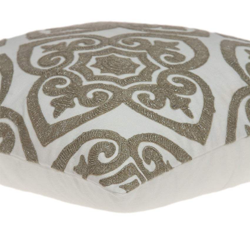 20" X 7" X 20" Bling Ivory Pillow Cover With Poly Insert - Homeroots - Flyclothing LLC