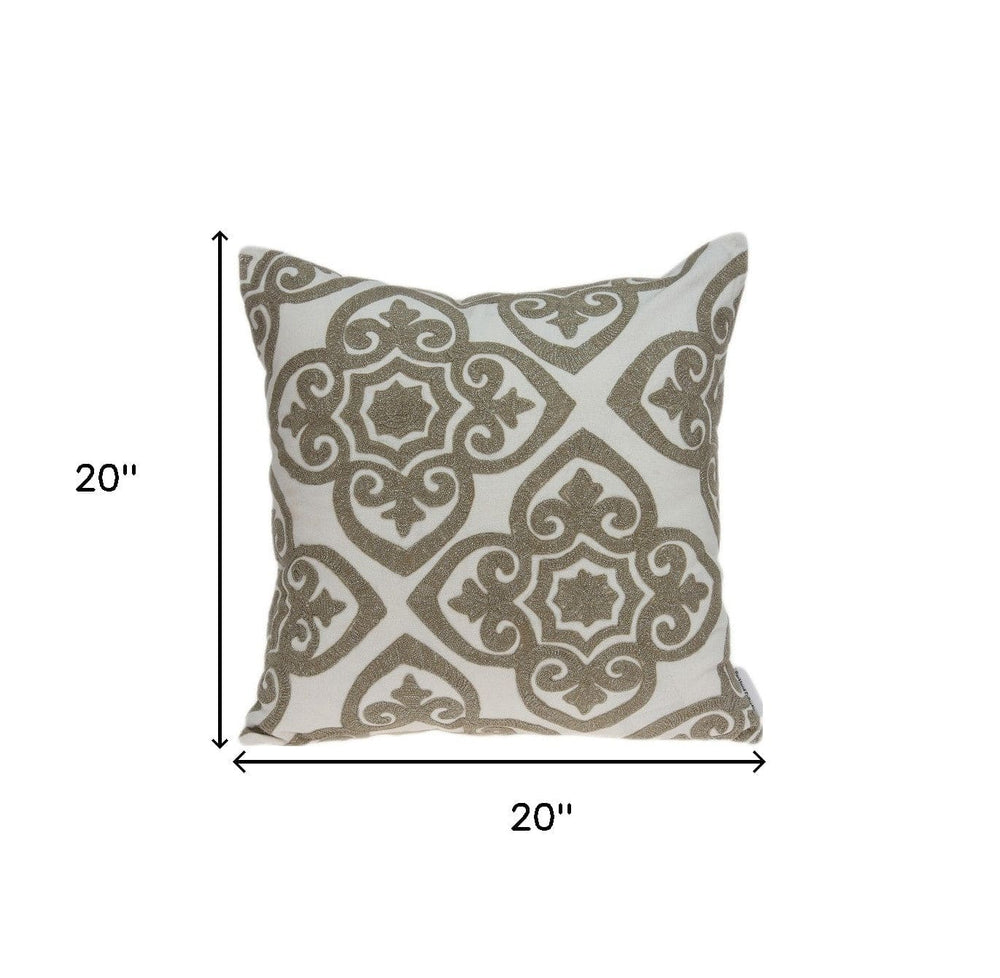 20" X 7" X 20" Bling Ivory Pillow Cover With Poly Insert - Homeroots - Flyclothing LLC