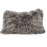 17" Grey Genuine Tibetan Lamb Fur Pillow With Microsuede Backing - Homeroots - Flyclothing LLC