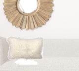17" Bright White Genuine Tibetan Lamb Fur Pillow With Microsuede Backing - Homeroots