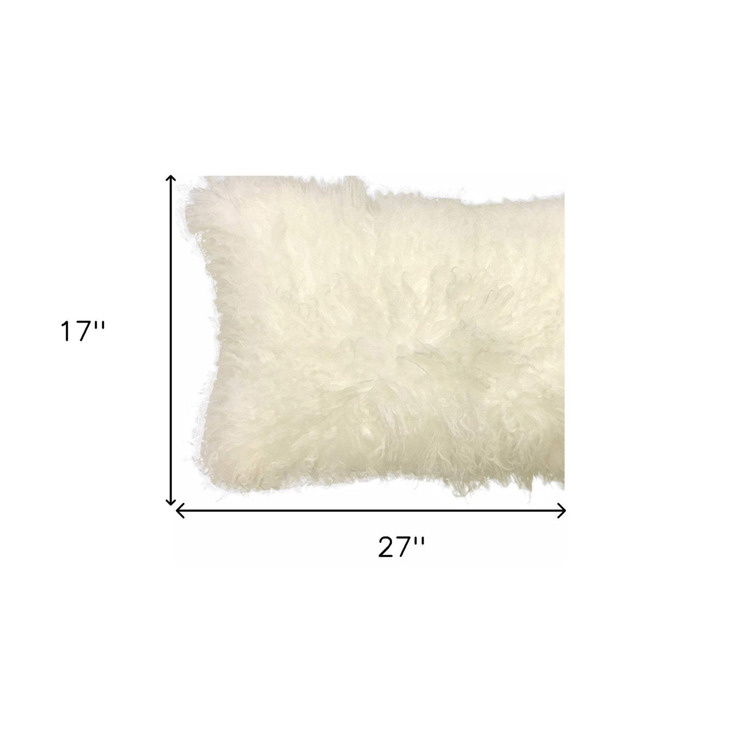 20" Creamy Genuine Tibetan Lamb Fur Pillow With Microsuede Backing - Homeroots - Flyclothing LLC