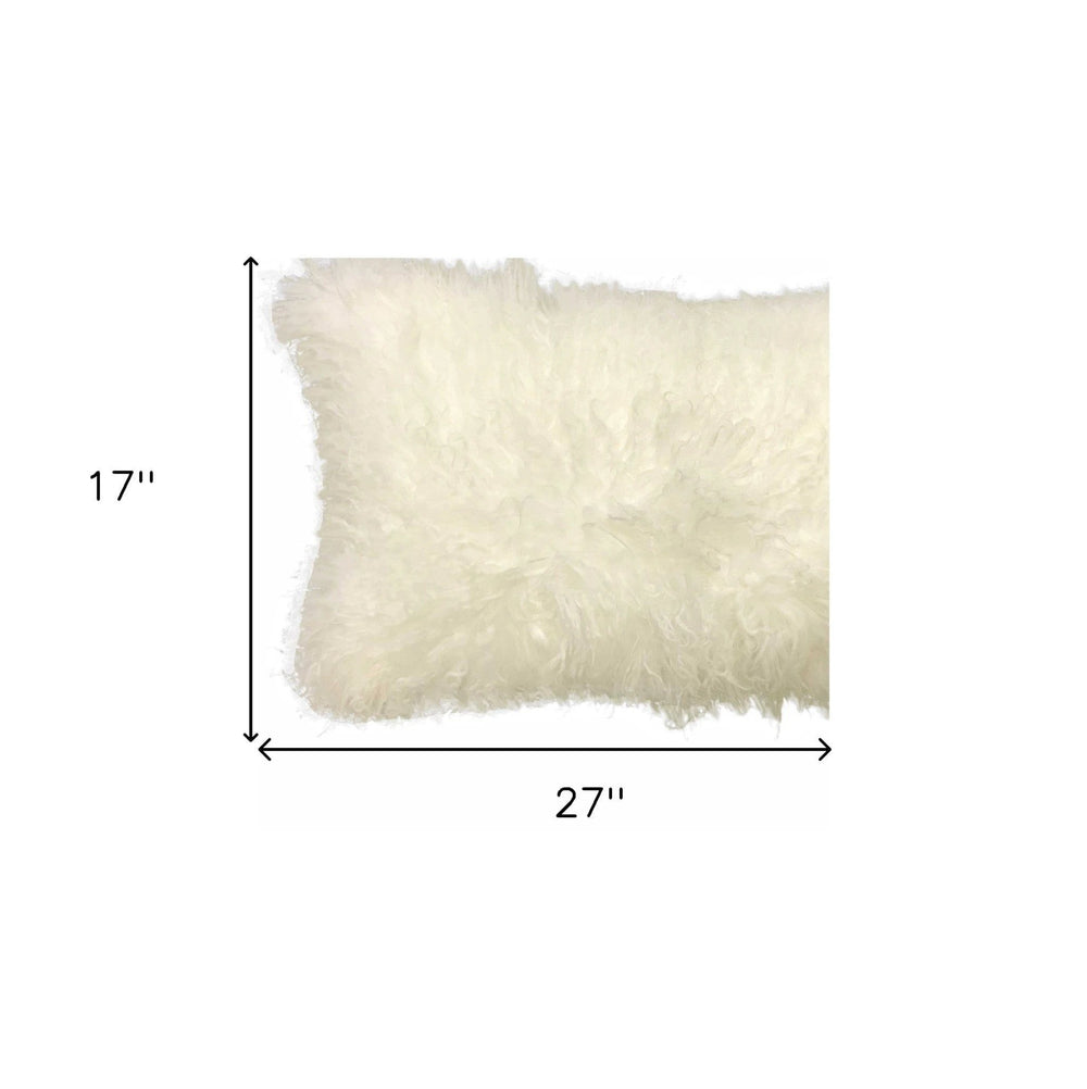 20" Creamy Genuine Tibetan Lamb Fur Pillow With Microsuede Backing - Homeroots - Flyclothing LLC