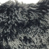 17" Black Genuine Tibetan Lamb Fur Pillow With Microsuede Backing - Homeroots