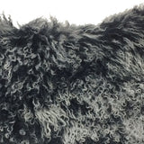 17" Black Genuine Tibetan Lamb Fur Pillow With Microsuede Backing - Homeroots