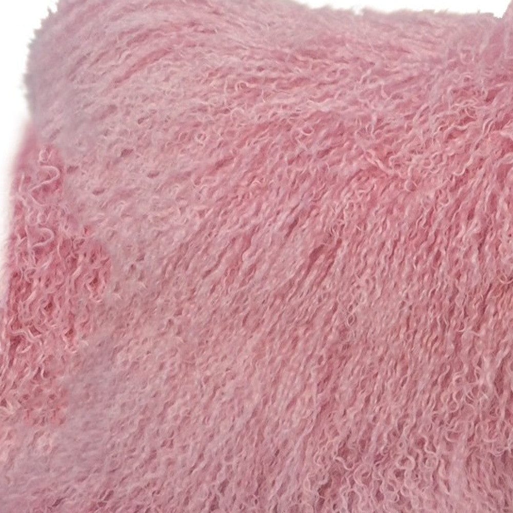15" X 25" Pink Lambswool Down Throw Pillow - Homeroots - Flyclothing LLC