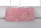 15" X 25" Pink Lambswool Down Throw Pillow - Homeroots