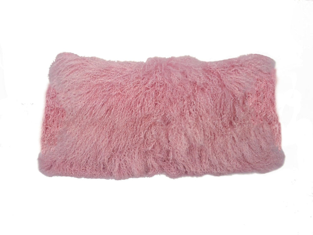 15" X 25" Pink Lambswool Down Throw Pillow - Homeroots