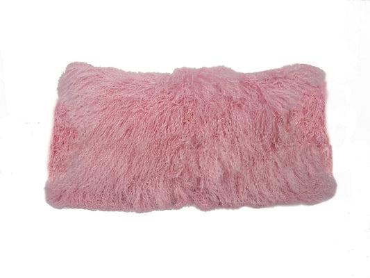15" X 25" Pink Lambswool Down Throw Pillow - Homeroots