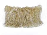 20" Gold Genuine Tibetan Lamb Fur Pillow With Microsuede Backing - Homeroots
