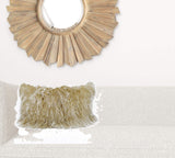 20" Gold Genuine Tibetan Lamb Fur Pillow With Microsuede Backing - Homeroots - Flyclothing LLC