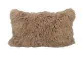 17" Beige Genuine Tibetan Lamb Fur Pillow With Microsuede Backing - Homeroots - Flyclothing LLC