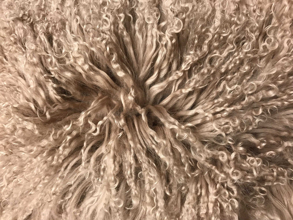 17" Beige Genuine Tibetan Lamb Fur Pillow With Microsuede Backing - Homeroots - Flyclothing LLC