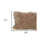 17" Beige Genuine Tibetan Lamb Fur Pillow With Microsuede Backing - Homeroots - Flyclothing LLC