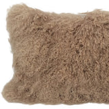 17" Beige Genuine Tibetan Lamb Fur Pillow With Microsuede Backing - Homeroots