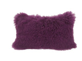 17" Purple Genuine Tibetan Lamb Fur Pillow With Microsuede Backing - Homeroots