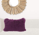 17" Purple Genuine Tibetan Lamb Fur Pillow With Microsuede Backing - Homeroots - Flyclothing LLC