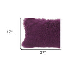 17" Purple Genuine Tibetan Lamb Fur Pillow With Microsuede Backing - Homeroots - Flyclothing LLC