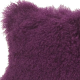 17" Purple Genuine Tibetan Lamb Fur Pillow With Microsuede Backing - Homeroots