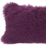 17" Purple Genuine Tibetan Lamb Fur Pillow With Microsuede Backing - Homeroots