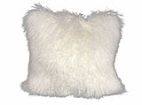 20" Bright White Genuine Tibetan Lamb Fur Pillow With Microsuede Backing - Homeroots