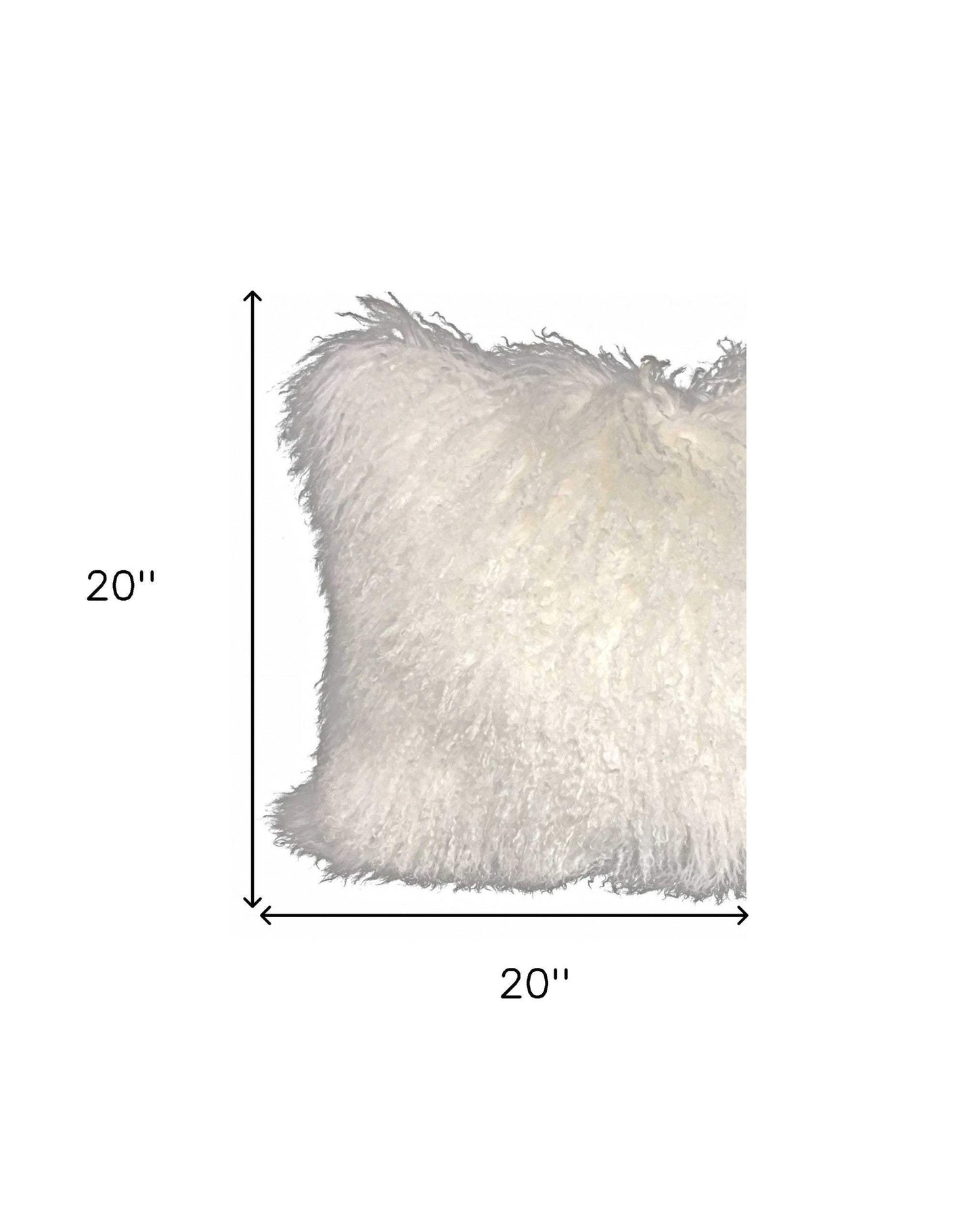 20" Bright White Genuine Tibetan Lamb Fur Pillow With Microsuede Backing - Homeroots - Flyclothing LLC