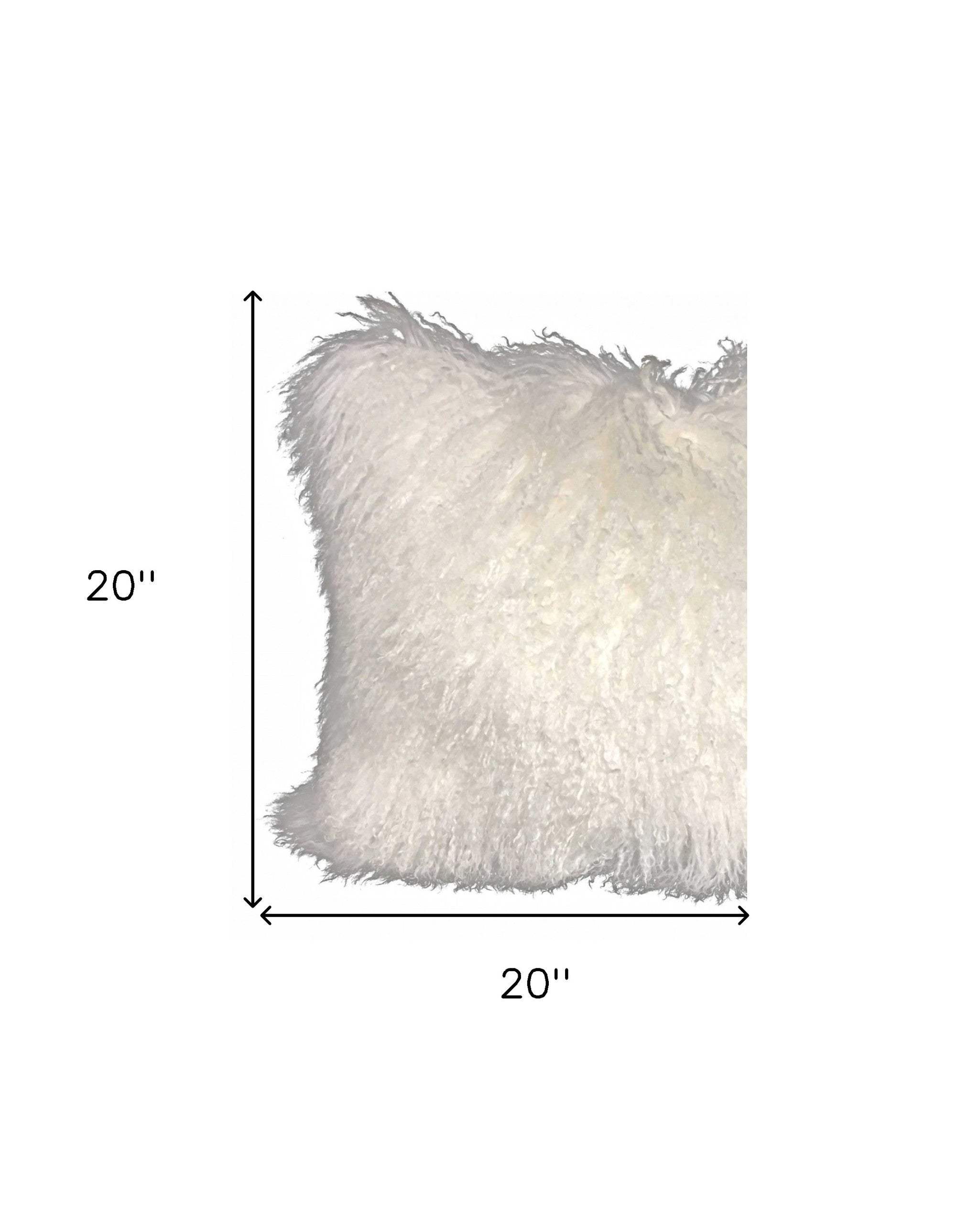 20" Bright White Genuine Tibetan Lamb Fur Pillow With Microsuede Backing - Homeroots - Flyclothing LLC