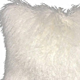 20" Bright White Genuine Tibetan Lamb Fur Pillow With Microsuede Backing - Homeroots