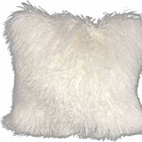 20" Bright White Genuine Tibetan Lamb Fur Pillow With Microsuede Backing - Homeroots