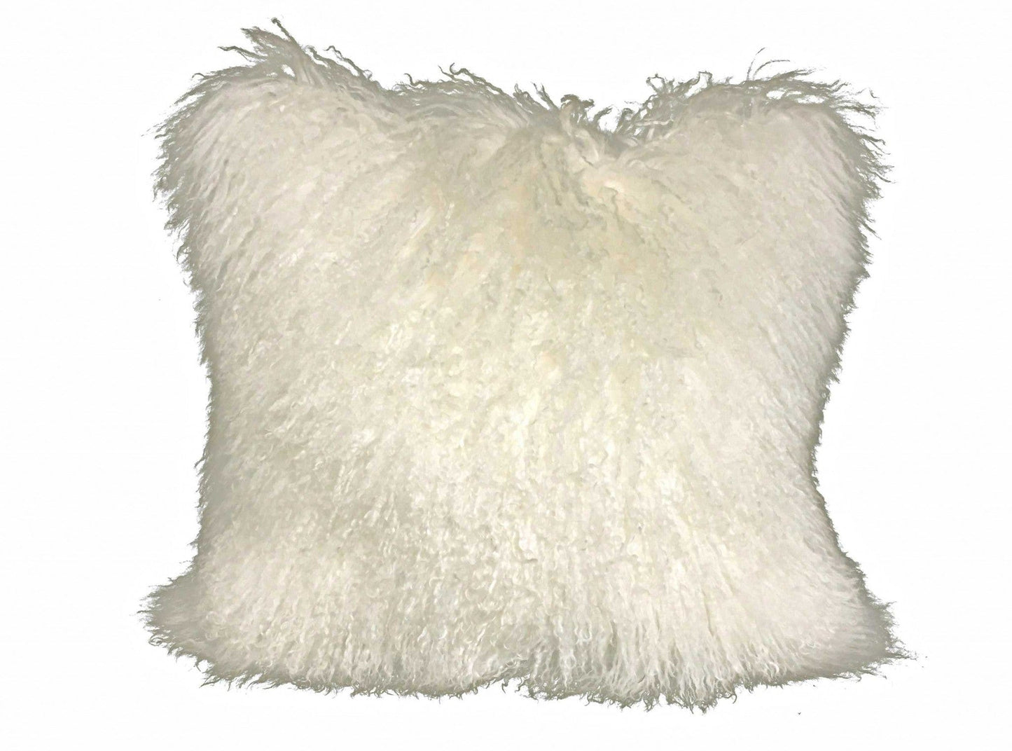 20" Creamy White Genuine Tibetan Lamb Fur Pillow With Microsuede Backing - Homeroots - Flyclothing LLC