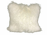 20" Creamy White Genuine Tibetan Lamb Fur Pillow With Microsuede Backing - Homeroots - Flyclothing LLC