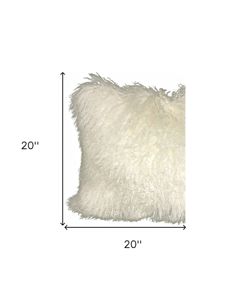 20" Creamy White Genuine Tibetan Lamb Fur Pillow With Microsuede Backing - Homeroots - Flyclothing LLC