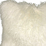20" Creamy White Genuine Tibetan Lamb Fur Pillow With Microsuede Backing - Homeroots
