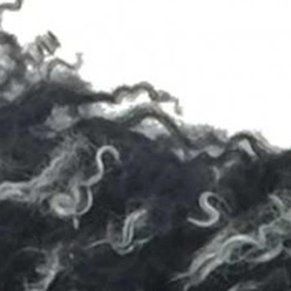 20" Black White Genuine Tibetan Lamb Fur Pillow With Microsuede Backing - Homeroots - Flyclothing LLC