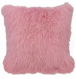 20" Pink Genuine Tibetan Lamb Fur Pillow With Microsuede Backing - Homeroots