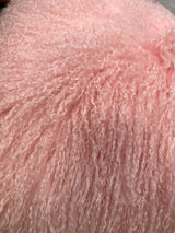 20" Pink Genuine Tibetan Lamb Fur Pillow With Microsuede Backing - Homeroots - Flyclothing LLC