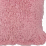 20" Pink Genuine Tibetan Lamb Fur Pillow With Microsuede Backing - Homeroots - Flyclothing LLC