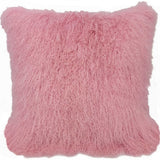 20" Pink Genuine Tibetan Lamb Fur Pillow With Microsuede Backing - Homeroots - Flyclothing LLC