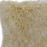20" Gold Genuine Tibetan Lamb Fur Pillow With Microsuede Backing - Homeroots