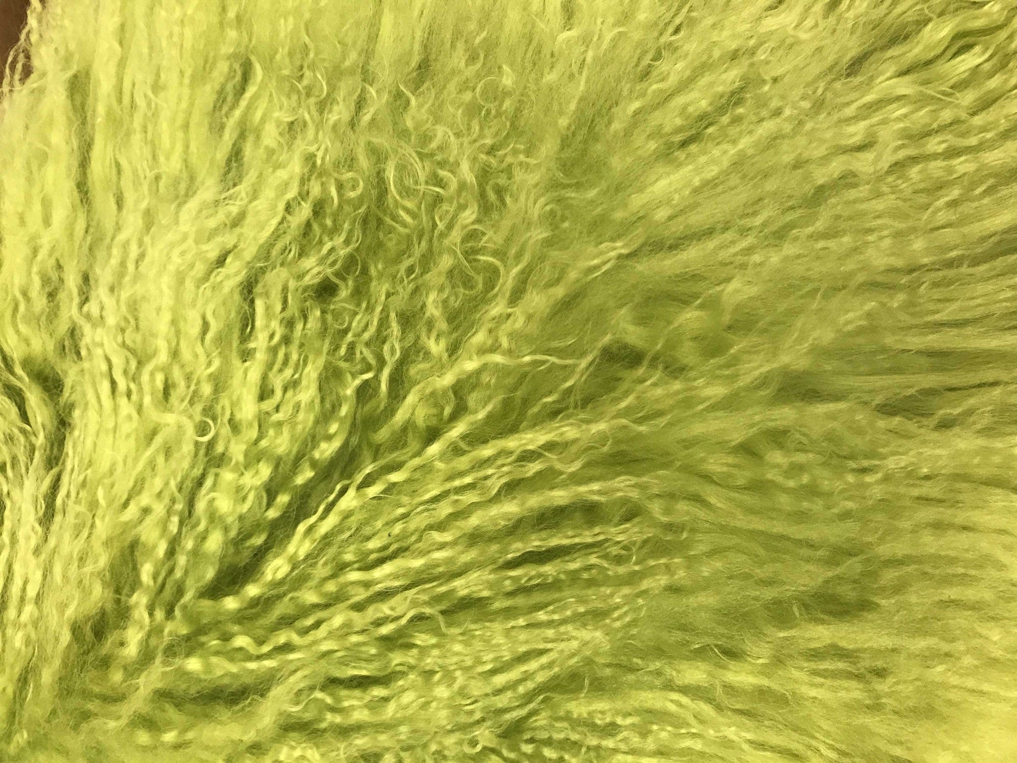 20" Lime Green Genuine Tibetan Lamb Fur Pillow With Microsuede Backing - Homeroots - Flyclothing LLC