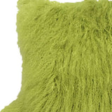 20" Lime Green Genuine Tibetan Lamb Fur Pillow With Microsuede Backing - Homeroots