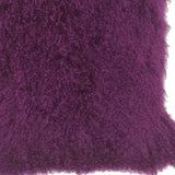 20" Purple Genuine Tibetan Lamb Fur Pillow With Microsuede Backing - Homeroots