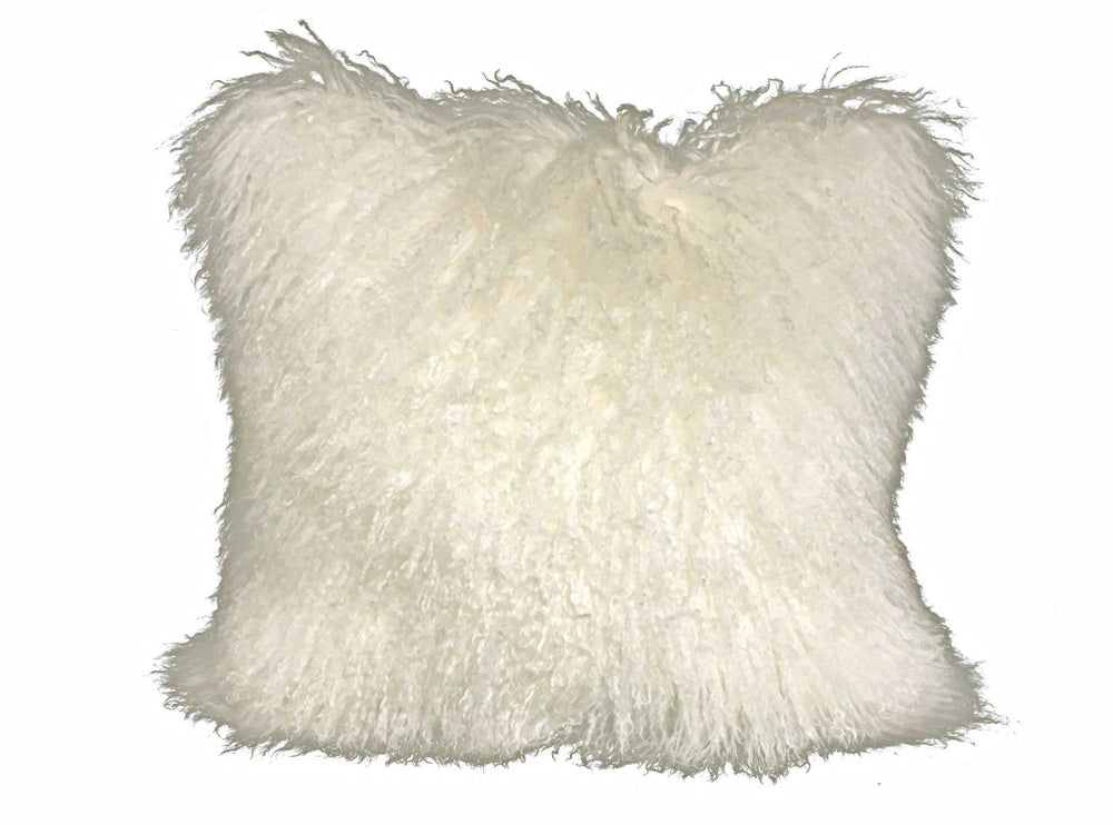 24" Creamy Genuine Tibetan Lamb Fur Pillow With Microsuede Backing - Homeroots